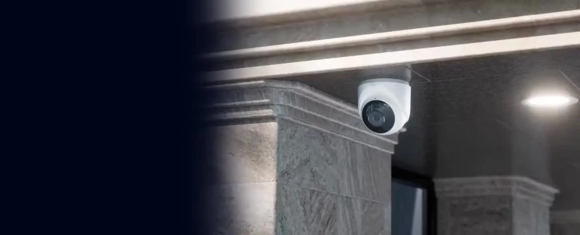A camera installed in an entrance canopy