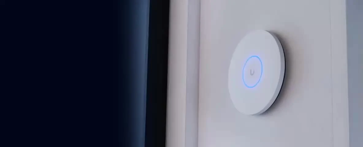 A wireless access point installed on an interior wall